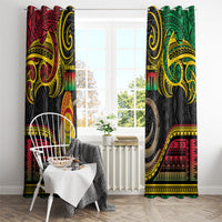 Vanuatu Language Week Window Curtain Boar Tusk Warrior Tribal Floral Pattern