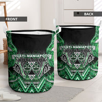 Aotearoa Ngati Maniapoto Laundry Basket Maori Tribal Green Paua Shell Pattern DT05 - Polynesian Pride