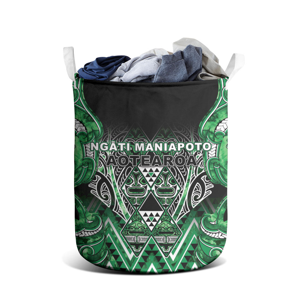 Aotearoa Ngati Maniapoto Laundry Basket Maori Tribal Green Paua Shell Pattern DT05 - Polynesian Pride