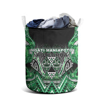 Aotearoa Ngati Maniapoto Laundry Basket Maori Tribal Green Paua Shell Pattern DT05 - Polynesian Pride