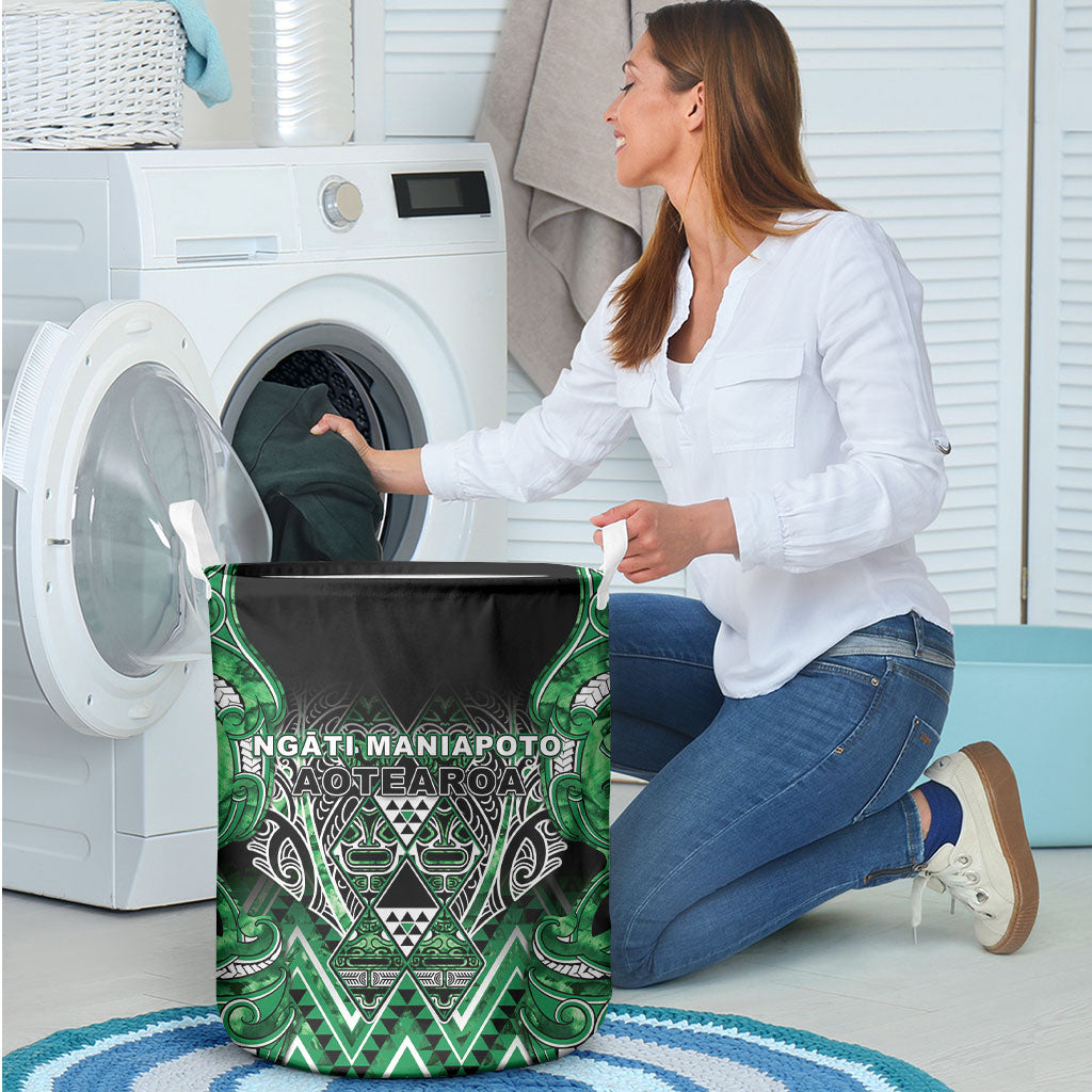 Aotearoa Ngati Maniapoto Laundry Basket Maori Tribal Green Paua Shell Pattern DT05 - Polynesian Pride