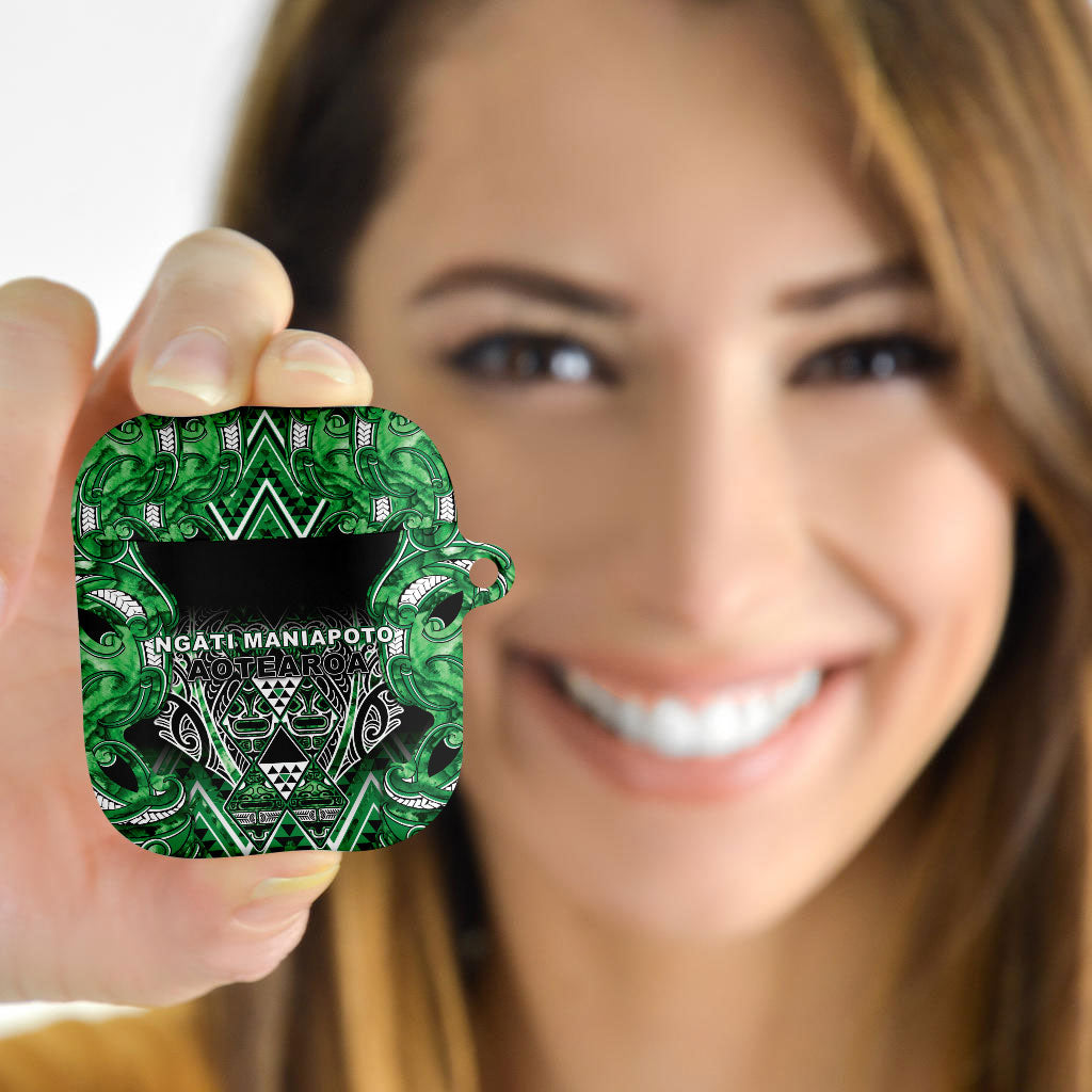 Aotearoa Ngati Maniapoto AirPods Case Maori Tribal Green Paua Shell Pattern DT05 - Polynesian Pride