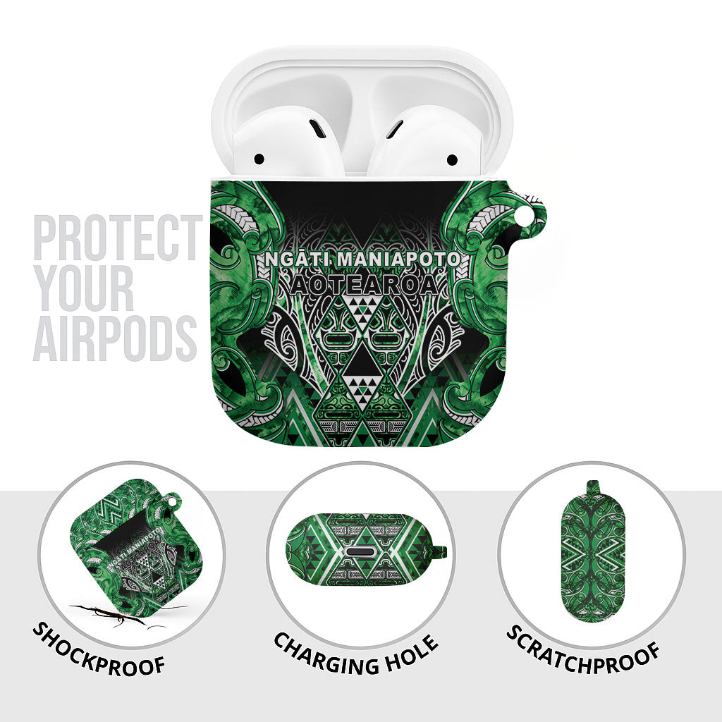 Aotearoa Ngati Maniapoto AirPods Case Maori Tribal Green Paua Shell Pattern DT05 - Polynesian Pride