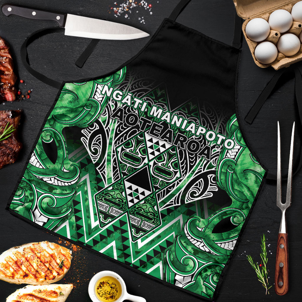 Aotearoa Ngati Maniapoto Apron Maori Tribal Green Paua Shell Pattern DT05 Green - Polynesian Pride