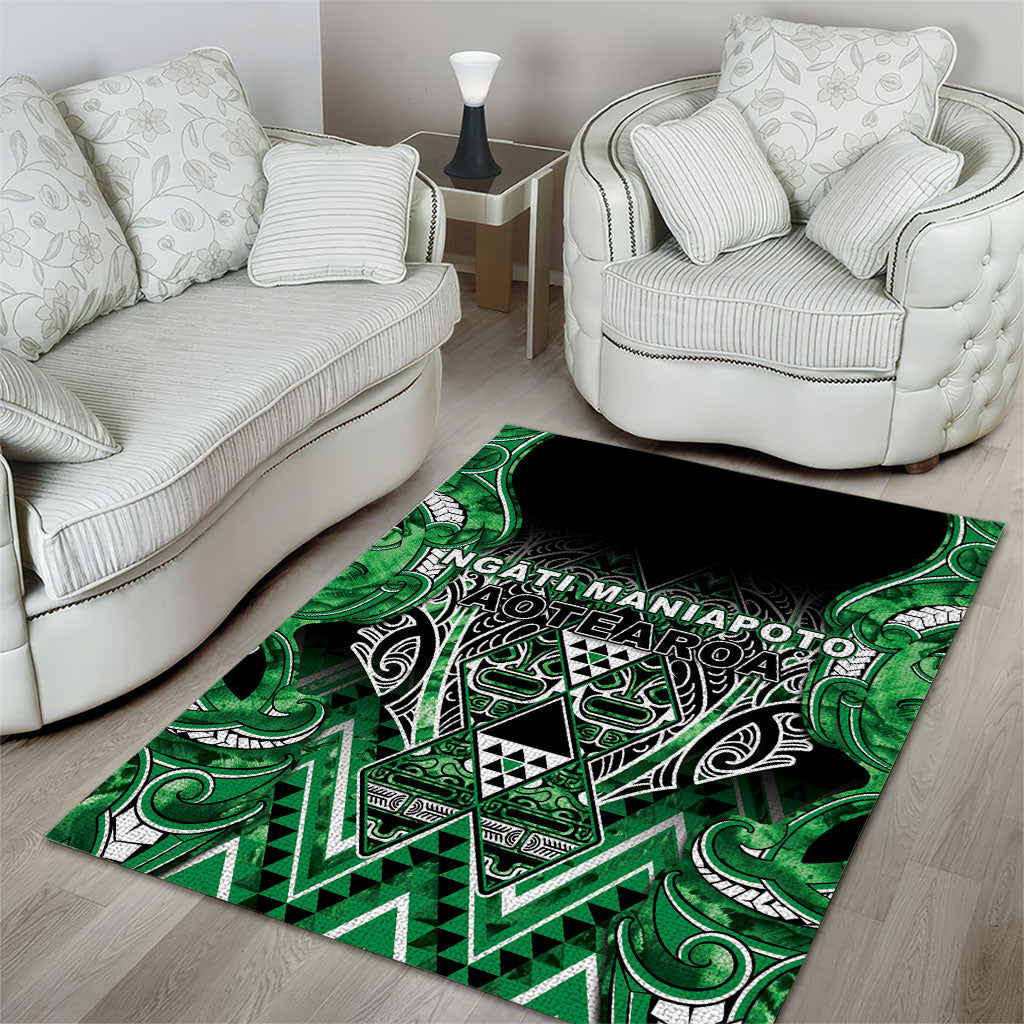 Aotearoa Ngati Maniapoto Area Rug Maori Tribal Green Paua Shell Pattern DT05 - Polynesian Pride