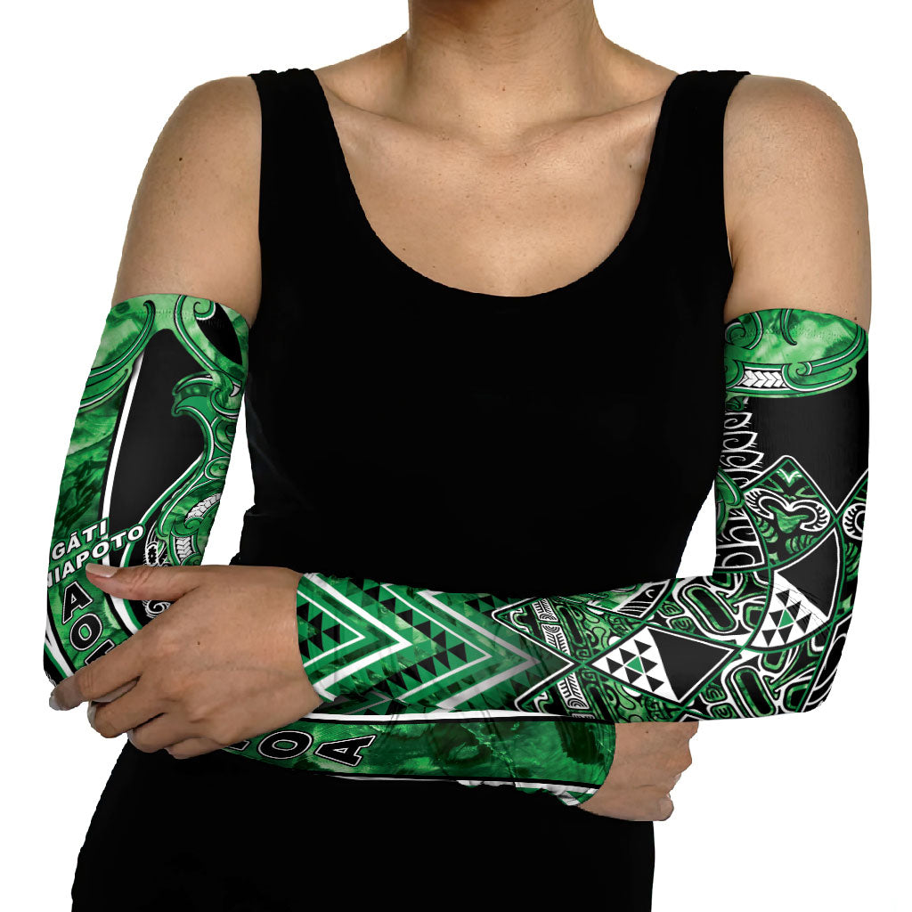 Aotearoa Ngati Maniapoto Arm Sleeves Maori Tribal Green Paua Shell Pattern DT05 - Polynesian Pride