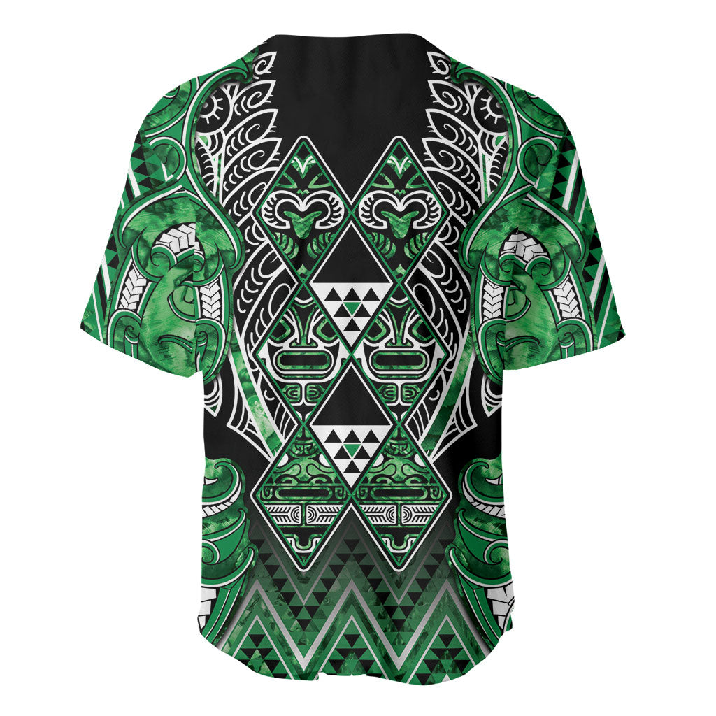 Aotearoa Ngati Maniapoto Baseball Jersey Maori Tribal Green Paua Shell Pattern DT05 - Polynesian Pride