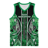 Aotearoa Ngati Maniapoto Basketball Jersey Maori Tribal Green Paua Shell Pattern DT05 Unisex Green - Polynesian Pride