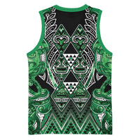 Aotearoa Ngati Maniapoto Basketball Jersey Maori Tribal Green Paua Shell Pattern DT05 - Polynesian Pride