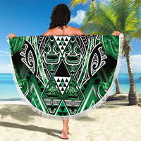 Aotearoa Ngati Maniapoto Beach Blanket Maori Tribal Green Paua Shell Pattern DT05 - Polynesian Pride