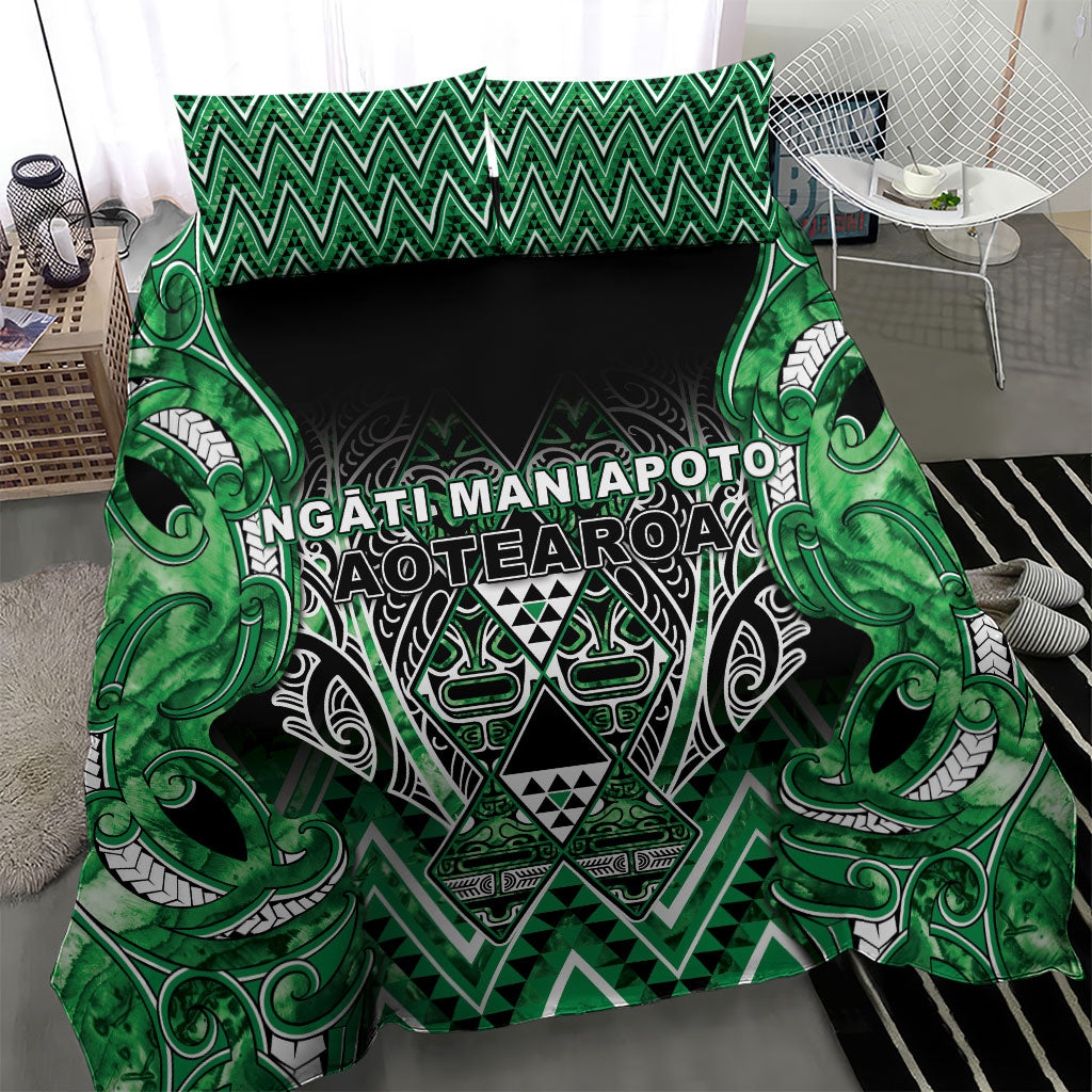 Aotearoa Ngati Maniapoto Bedding Set Maori Tribal Green Paua Shell Pattern DT05 - Polynesian Pride