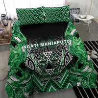 Aotearoa Ngati Maniapoto Bedding Set Maori Tribal Green Paua Shell Pattern DT05 - Polynesian Pride