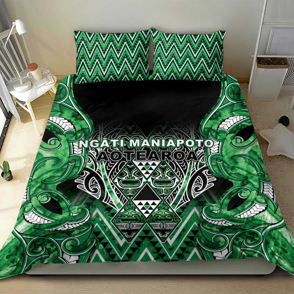Aotearoa Ngati Maniapoto Bedding Set Maori Tribal Green Paua Shell Pattern DT05 - Polynesian Pride