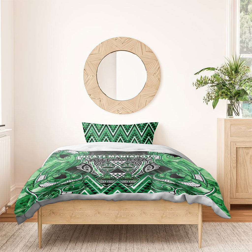 Aotearoa Ngati Maniapoto Bedding Set Maori Tribal Green Paua Shell Pattern DT05 - Polynesian Pride