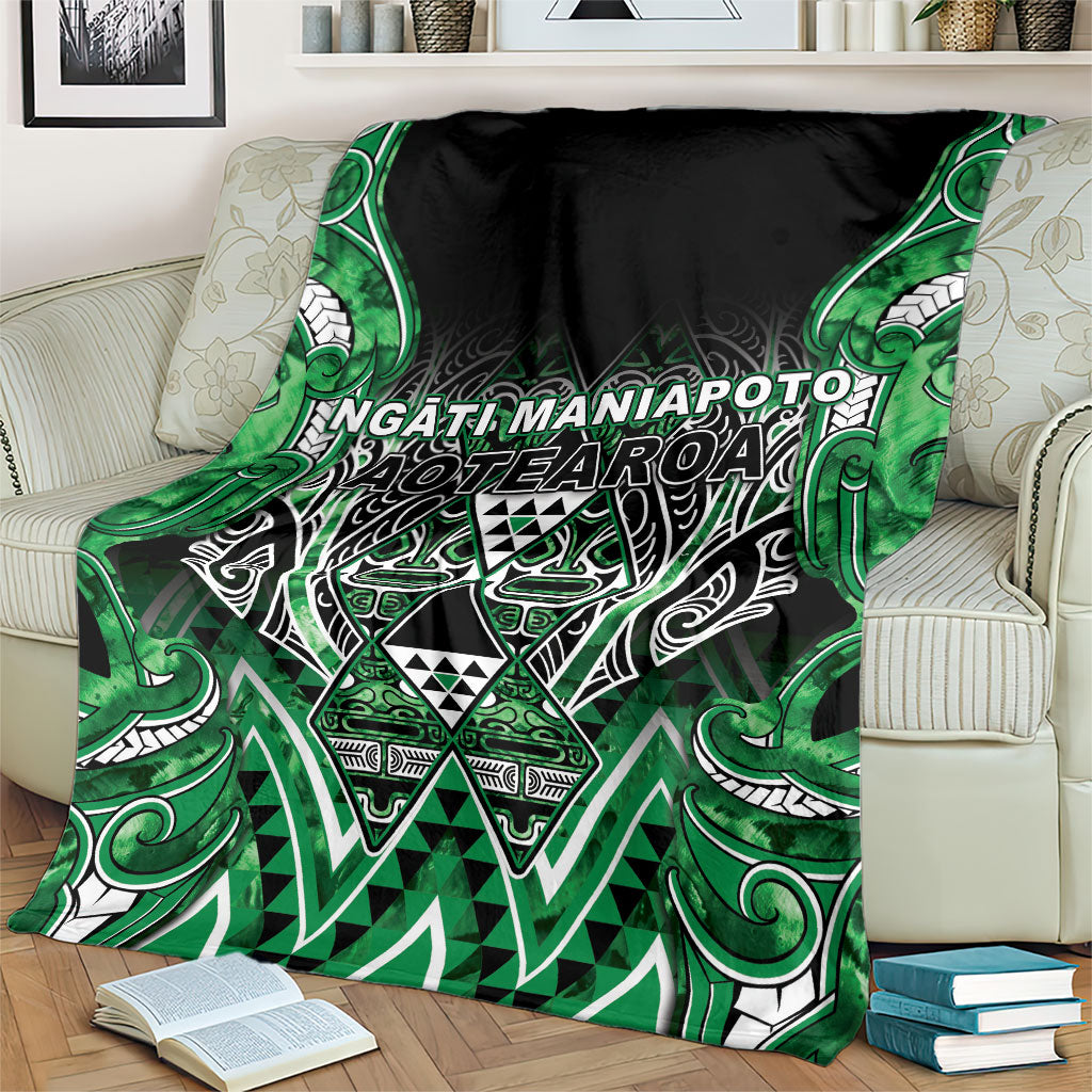 Aotearoa Ngati Maniapoto Blanket Maori Tribal Green Paua Shell Pattern DT05 - Polynesian Pride