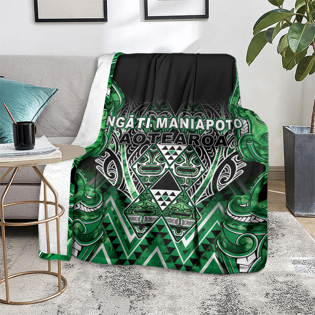 Aotearoa Ngati Maniapoto Blanket Maori Tribal Green Paua Shell Pattern DT05 - Polynesian Pride