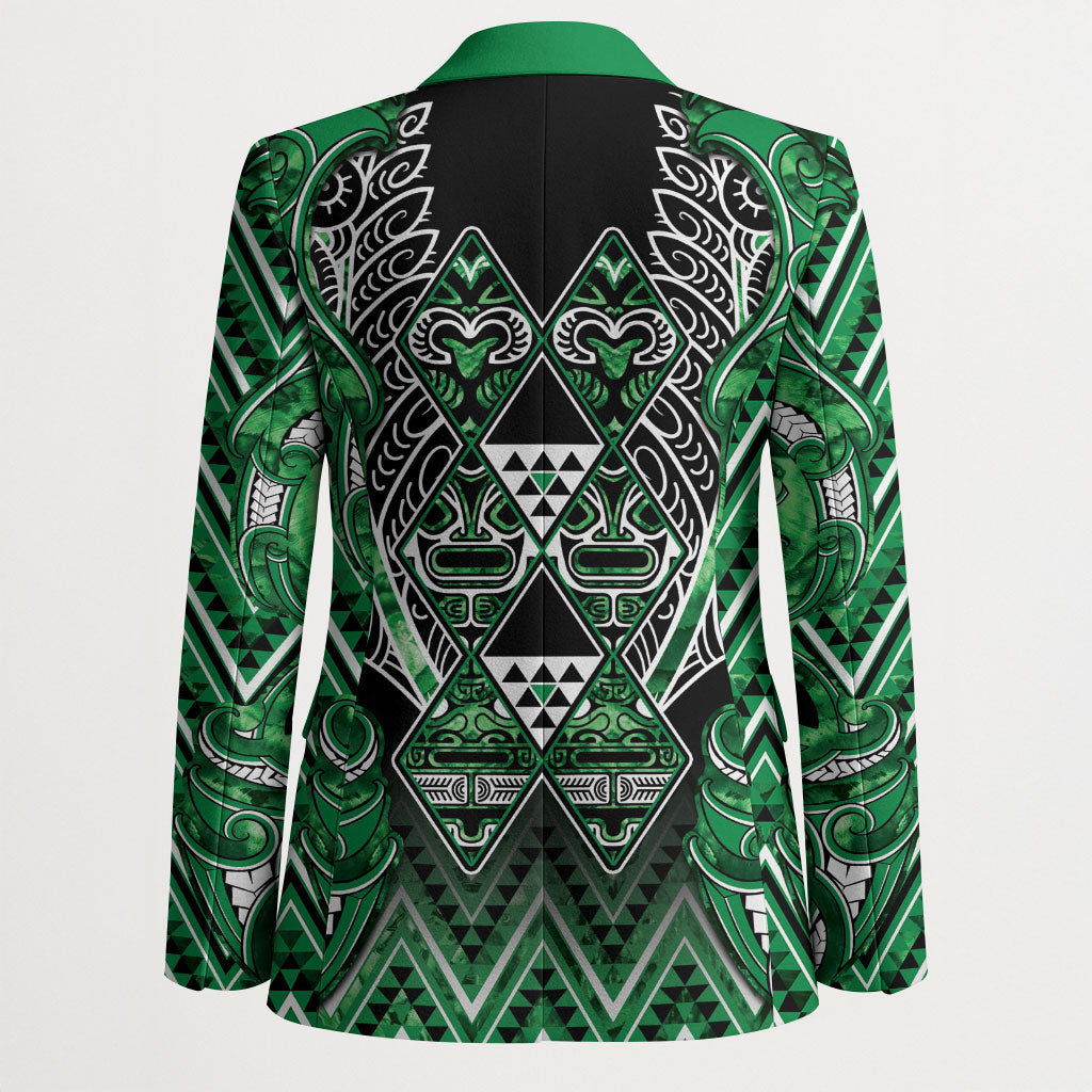 Aotearoa Ngati Maniapoto Blazer Maori Tribal Green Paua Shell Pattern DT05 - Polynesian Pride