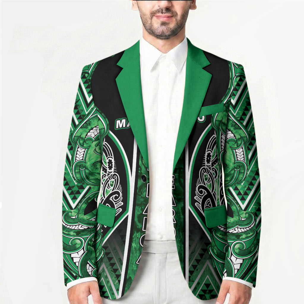 Aotearoa Ngati Maniapoto Blazer Maori Tribal Green Paua Shell Pattern DT05 - Polynesian Pride