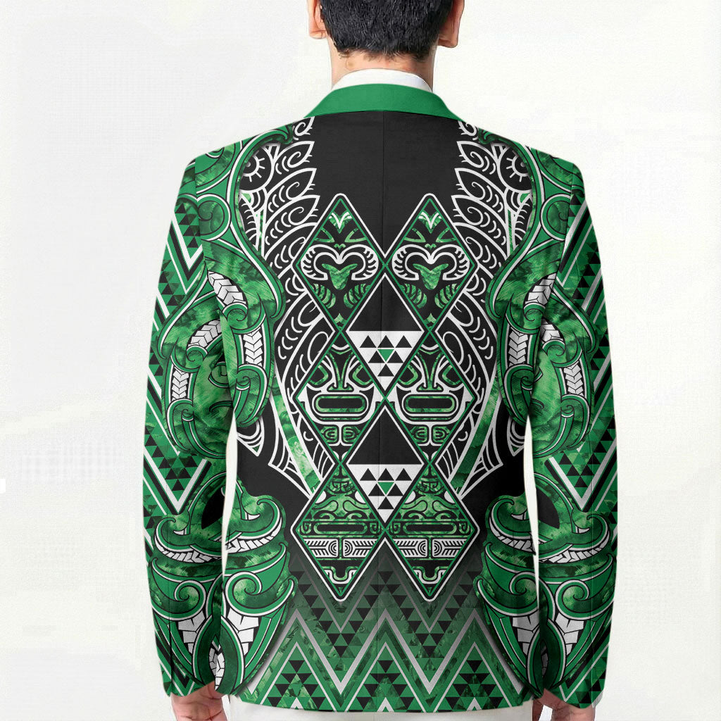 Aotearoa Ngati Maniapoto Blazer Maori Tribal Green Paua Shell Pattern DT05 - Polynesian Pride
