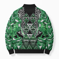 Aotearoa Ngati Maniapoto Bomber Puffer Jacket Maori Tribal Green Paua Shell Pattern DT05 - Polynesian Pride