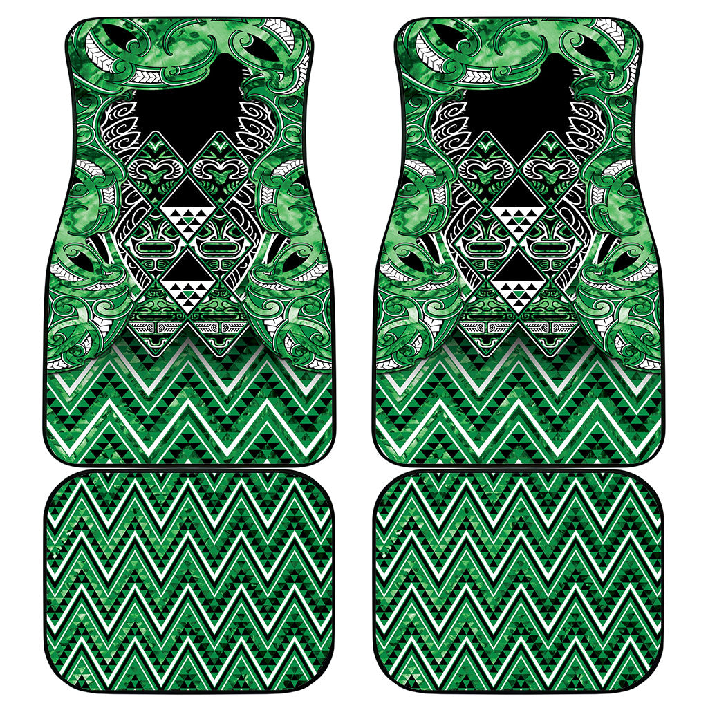 Aotearoa Ngati Maniapoto Car Mats Maori Tribal Green Paua Shell Pattern DT05 - Polynesian Pride