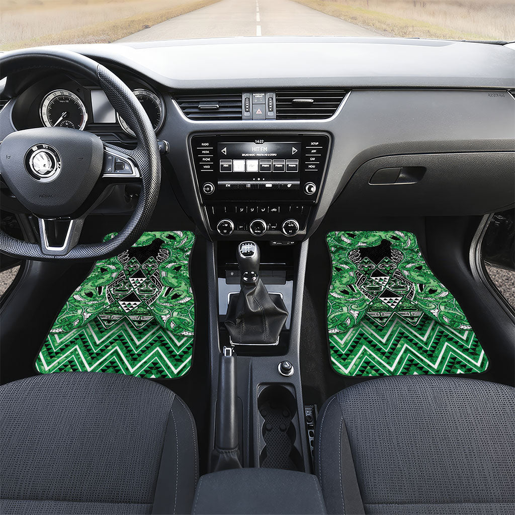 Aotearoa Ngati Maniapoto Car Mats Maori Tribal Green Paua Shell Pattern DT05 Set 2pcs - Front Green - Polynesian Pride