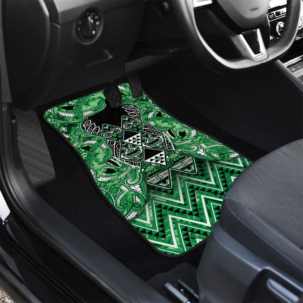 Aotearoa Ngati Maniapoto Car Mats Maori Tribal Green Paua Shell Pattern DT05 - Polynesian Pride