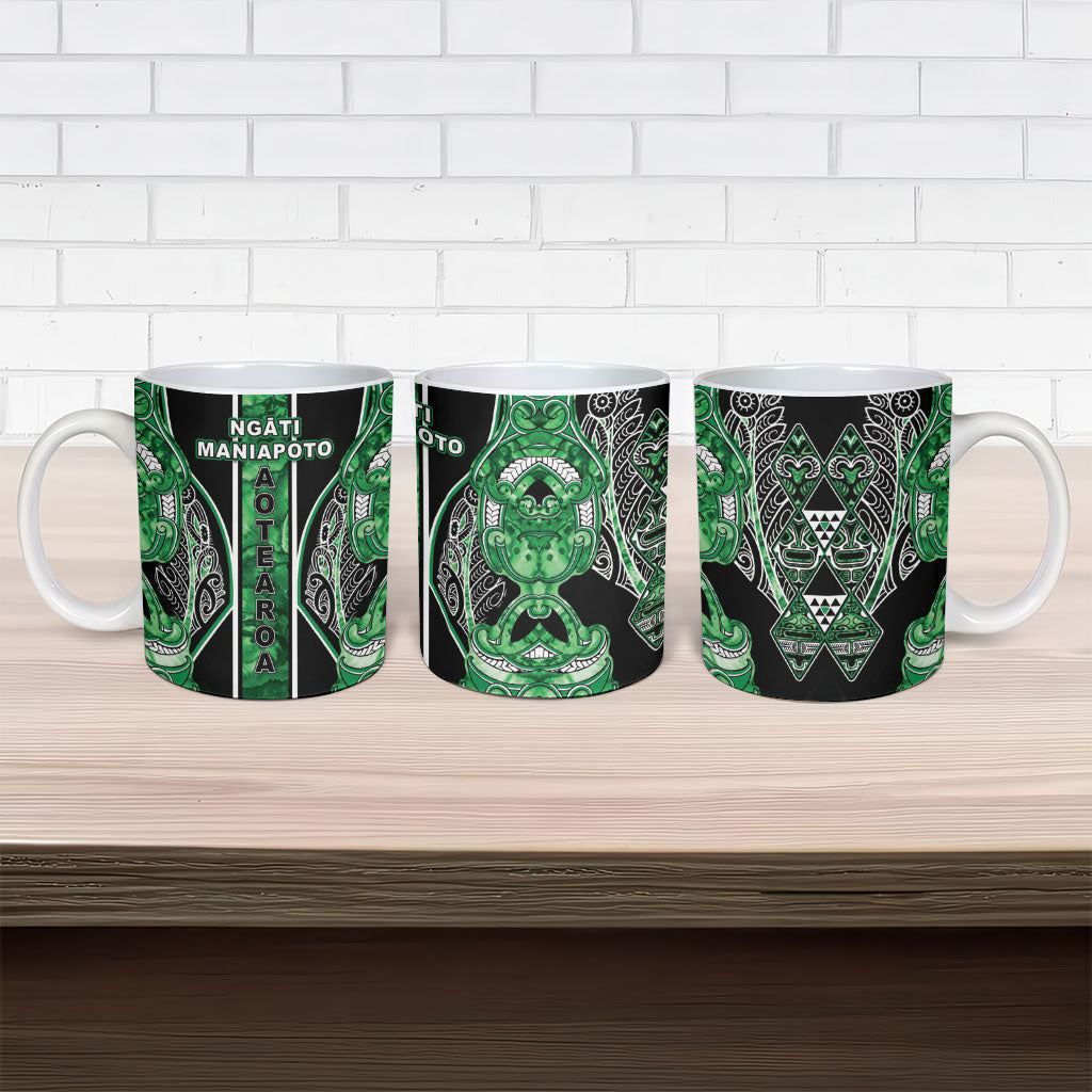 Aotearoa Ngati Maniapoto Ceramic Mug Maori Tribal Green Paua Shell Pattern DT05 - Polynesian Pride