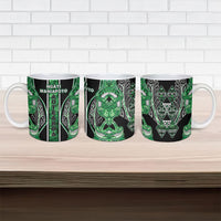 Aotearoa Ngati Maniapoto Ceramic Mug Maori Tribal Green Paua Shell Pattern DT05 - Polynesian Pride