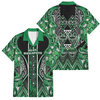 Aotearoa Ngati Maniapoto Family Matching Long Sleeve Bodycon Dress and Hawaiian Shirt Maori Tribal Green Paua Shell Pattern DT05 Dad's Shirt - Short Sleeve Green - Polynesian Pride