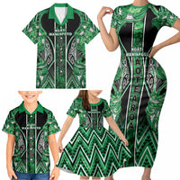 Aotearoa Ngati Maniapoto Family Matching Short Sleeve Bodycon Dress and Hawaiian Shirt Maori Tribal Green Paua Shell Pattern DT05 - Polynesian Pride