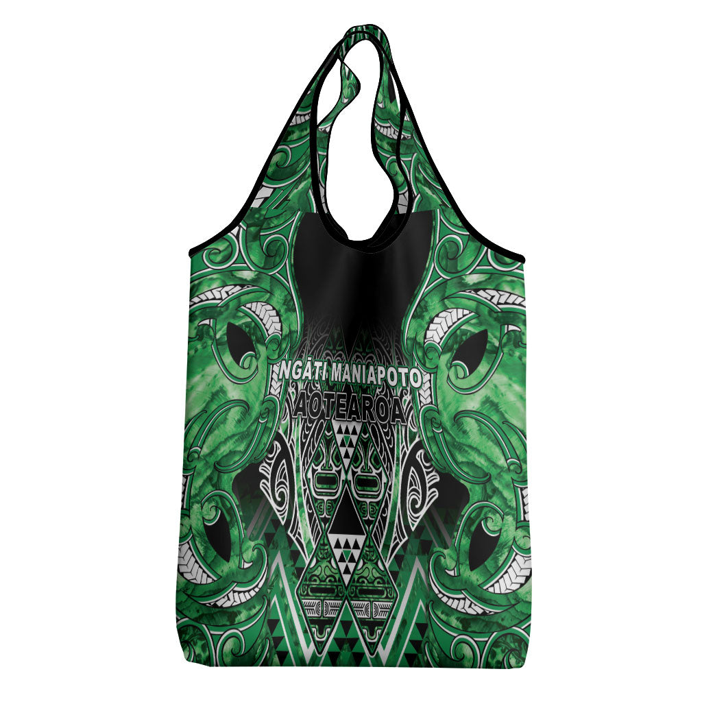 Aotearoa Ngati Maniapoto Grocery Bag Maori Tribal Green Paua Shell Pattern DT05 - Polynesian Pride
