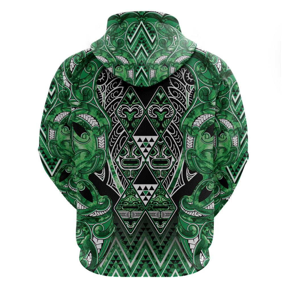 Aotearoa Ngati Maniapoto Hoodie Maori Tribal Green Paua Shell Pattern DT05 - Polynesian Pride