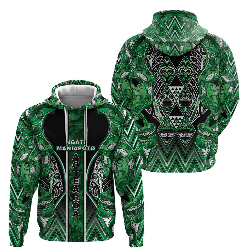 Aotearoa Ngati Maniapoto Hoodie Maori Tribal Green Paua Shell Pattern DT05 - Polynesian Pride