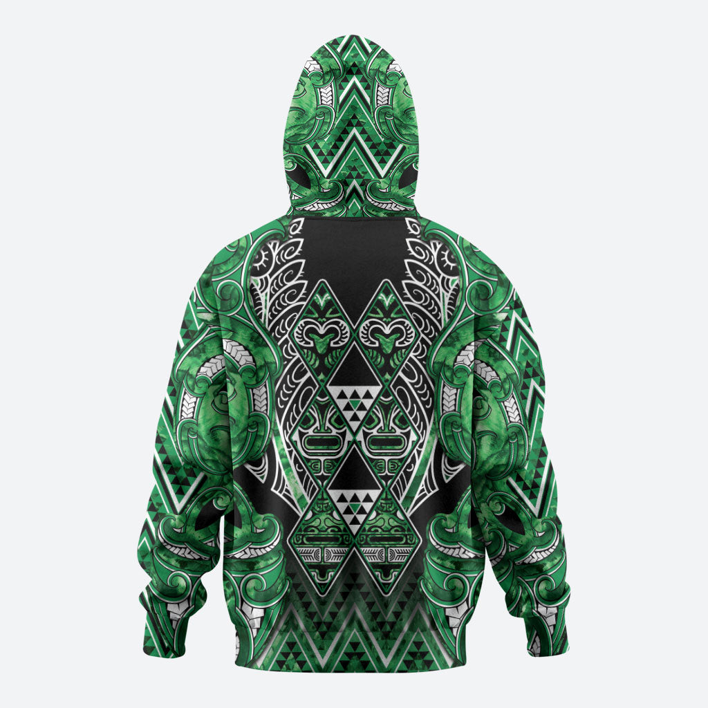 Aotearoa Ngati Maniapoto Hoodie Maori Tribal Green Paua Shell Pattern DT05 - Polynesian Pride