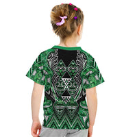 Aotearoa Ngati Maniapoto Kid T Shirt Maori Tribal Green Paua Shell Pattern DT05 - Polynesian Pride