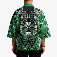 Aotearoa Ngati Maniapoto Kimono Maori Tribal Green Paua Shell Pattern DT05 - Polynesian Pride