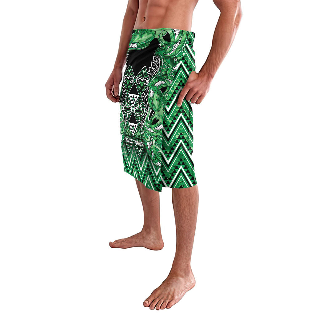 Aotearoa Ngati Maniapoto Lavalava Maori Tribal Green Paua Shell Pattern DT05 - Polynesian Pride