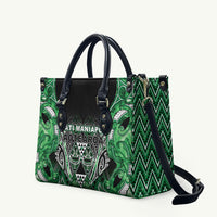 Aotearoa Ngati Maniapoto Leather Bag Maori Tribal Green Paua Shell Pattern DT05 Green - Polynesian Pride