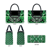 Aotearoa Ngati Maniapoto Leather Bag Maori Tribal Green Paua Shell Pattern DT05 - Polynesian Pride