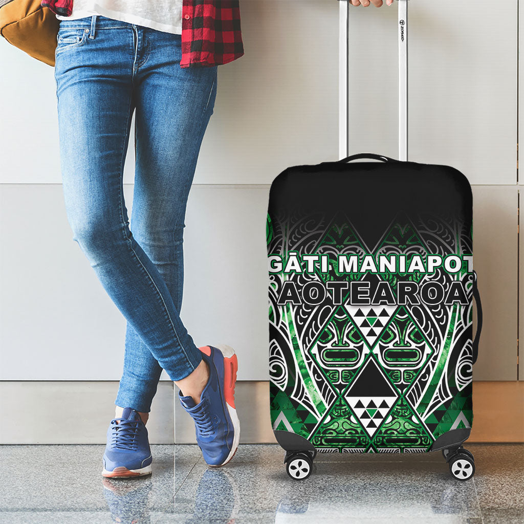 Aotearoa Ngati Maniapoto Luggage Cover Maori Tribal Green Paua Shell Pattern DT05 - Polynesian Pride