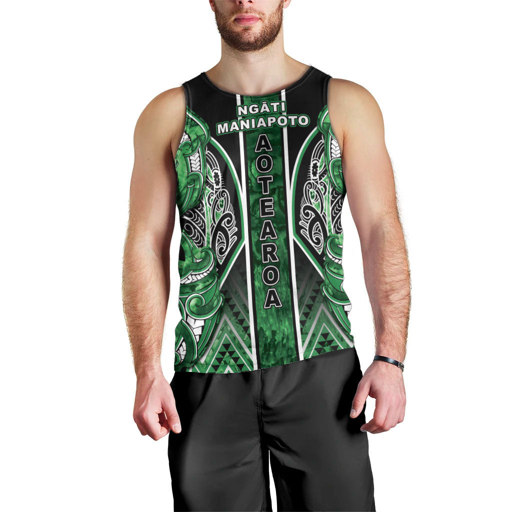 Aotearoa Ngati Maniapoto Men Tank Top Maori Tribal Green Paua Shell Pattern DT05 - Polynesian Pride