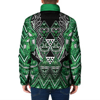 Aotearoa Ngati Maniapoto Padded Jacket Maori Tribal Green Paua Shell Pattern DT05 - Polynesian Pride