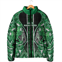 Aotearoa Ngati Maniapoto Padded Jacket Maori Tribal Green Paua Shell Pattern DT05 - Polynesian Pride