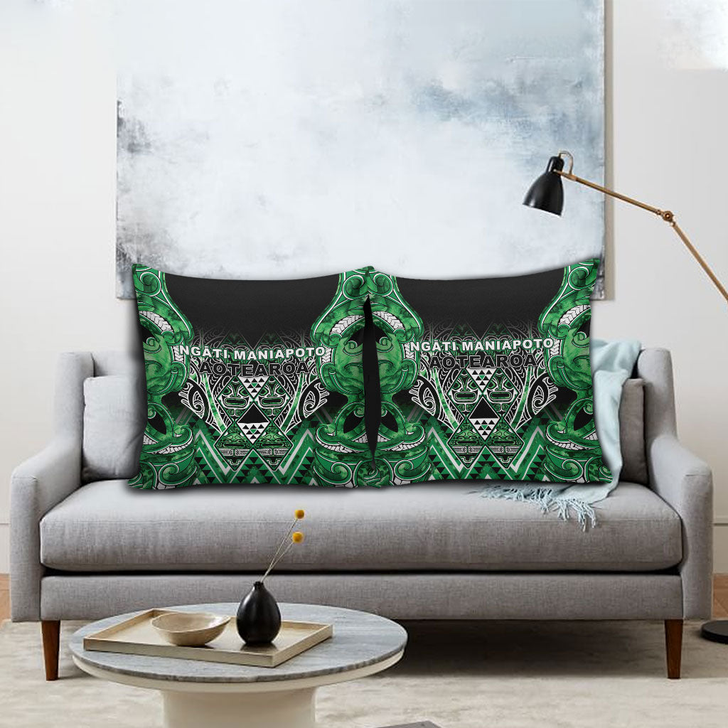 Aotearoa Ngati Maniapoto Pillow Cover Maori Tribal Green Paua Shell Pattern DT05 - Polynesian Pride