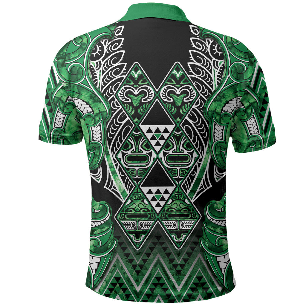 Aotearoa Ngati Maniapoto Polo Shirt Maori Tribal Green Paua Shell Pattern DT05 - Polynesian Pride