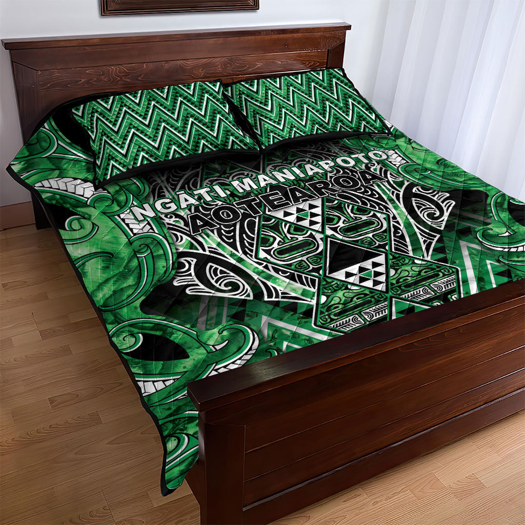 Aotearoa Ngati Maniapoto Quilt Bed Set Maori Tribal Green Paua Shell Pattern DT05 - Polynesian Pride