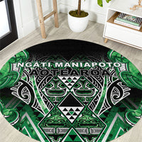 Aotearoa Ngati Maniapoto Round Carpet Maori Tribal Green Paua Shell Pattern DT05 Green - Polynesian Pride