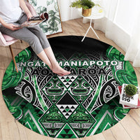 Aotearoa Ngati Maniapoto Round Carpet Maori Tribal Green Paua Shell Pattern DT05 - Polynesian Pride