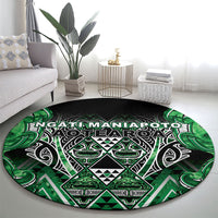 Aotearoa Ngati Maniapoto Round Carpet Maori Tribal Green Paua Shell Pattern DT05 - Polynesian Pride